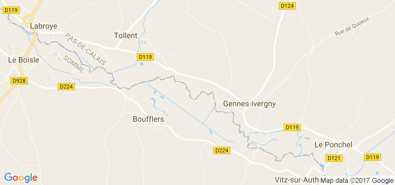 map de la ville de Gennes-Ivergny