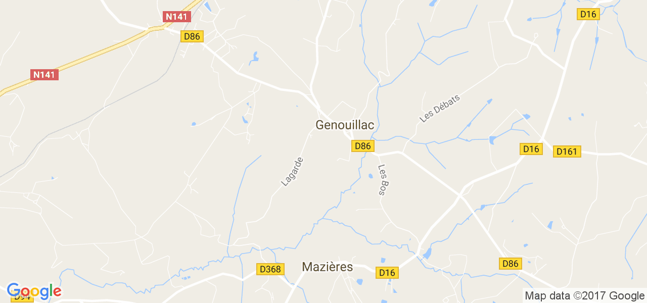 map de la ville de Genouillac