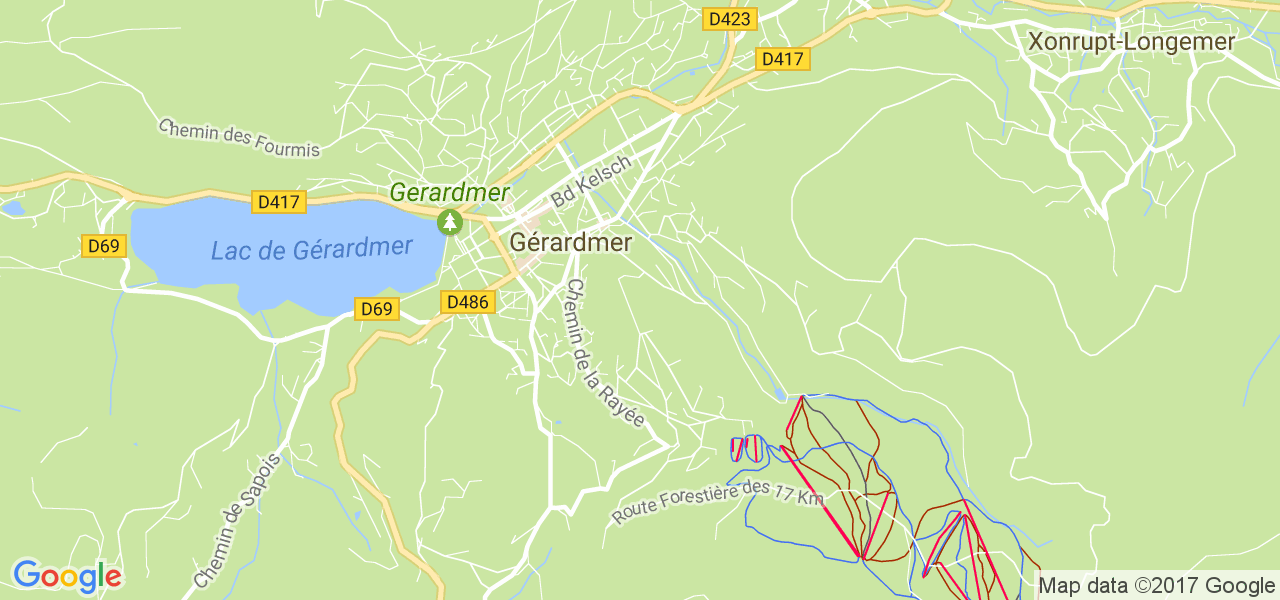 map de la ville de Gérardmer