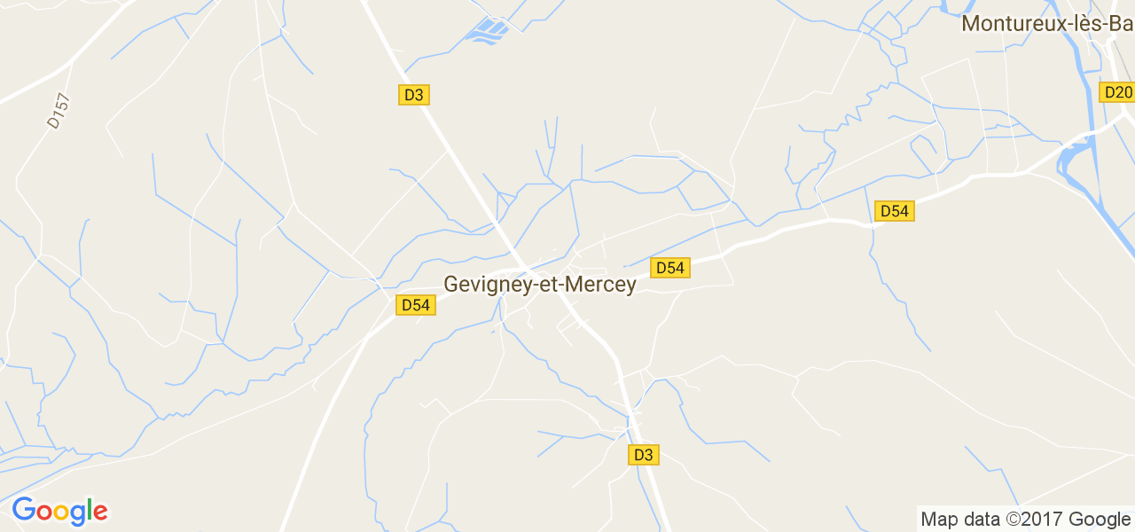 map de la ville de Gevigney-et-Mercey