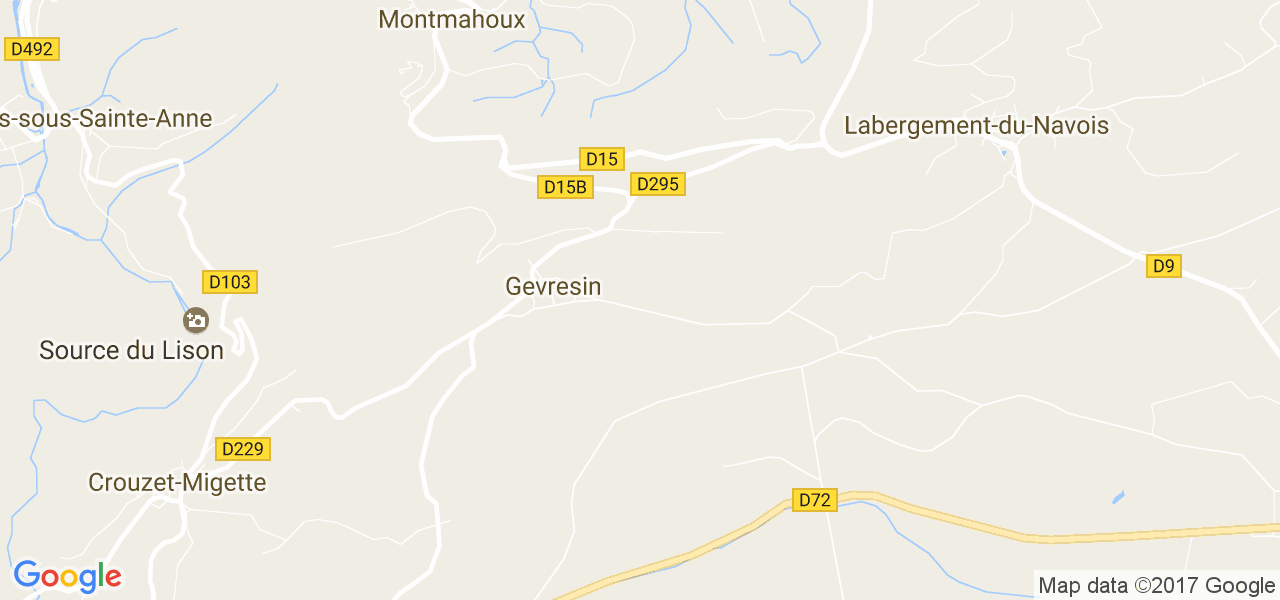 map de la ville de Gevresin