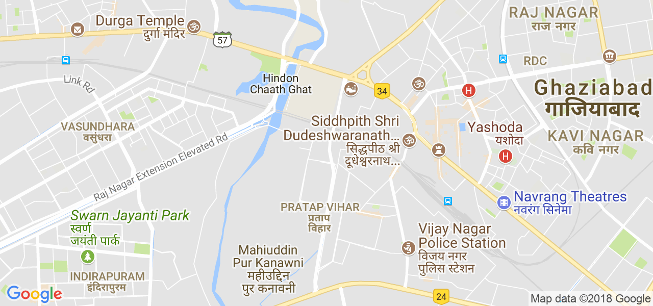 map of the city of Ghaziabad