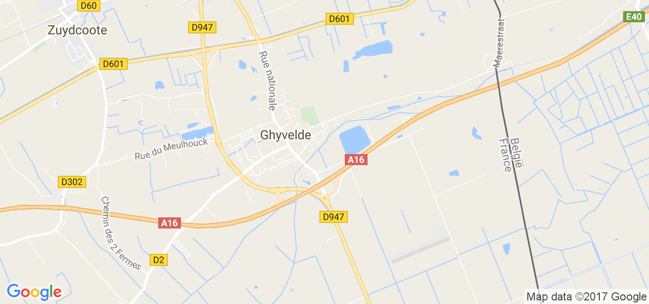 map de la ville de Ghyvelde