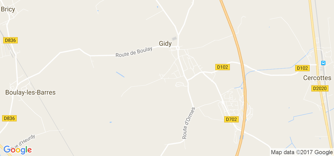 map de la ville de Gidy