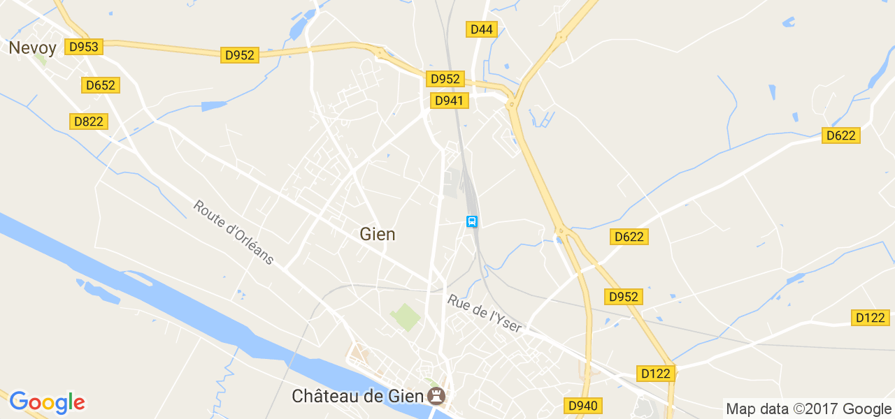 map de la ville de Gien