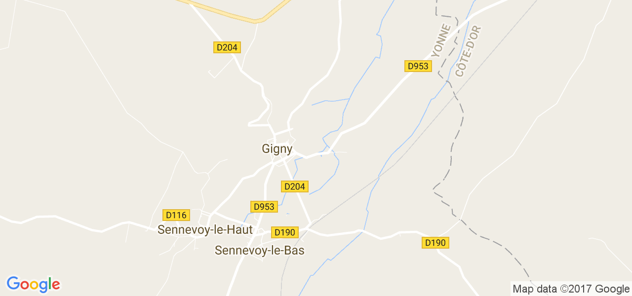 map de la ville de Gigny