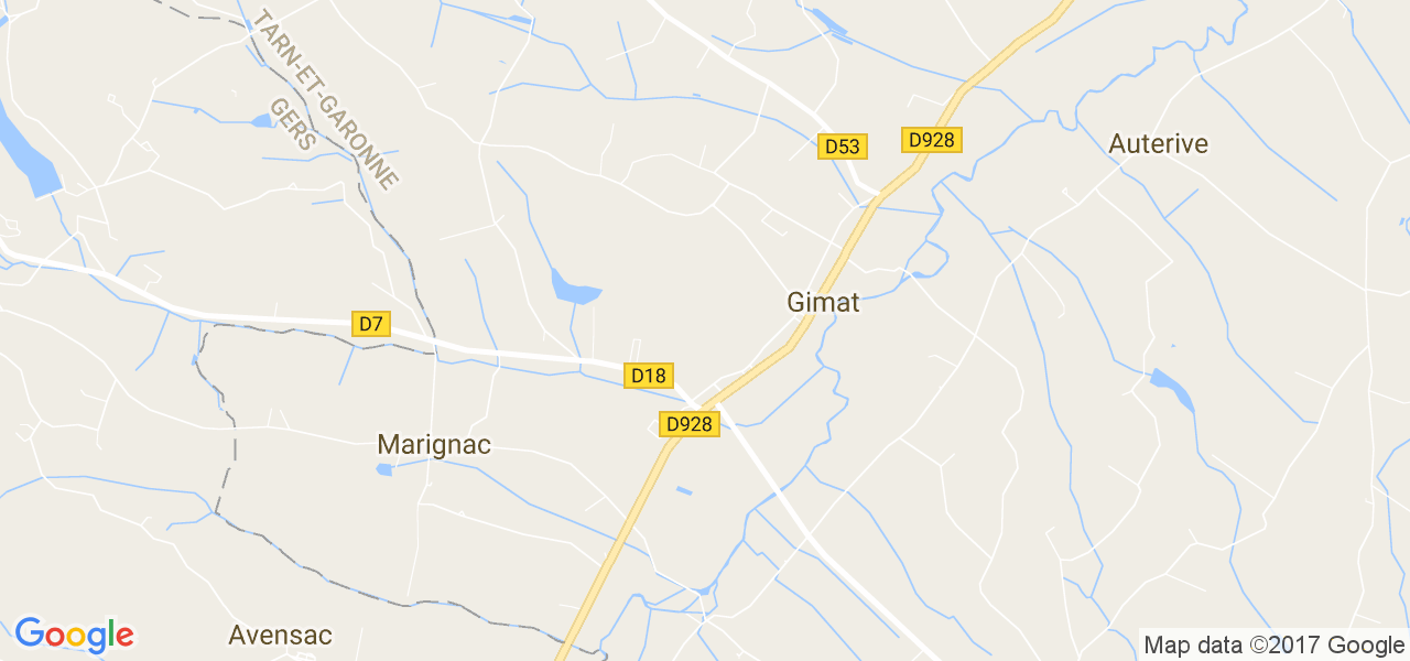 map de la ville de Gimat