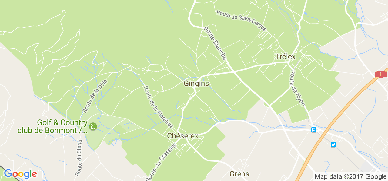 map de la ville de Gingins