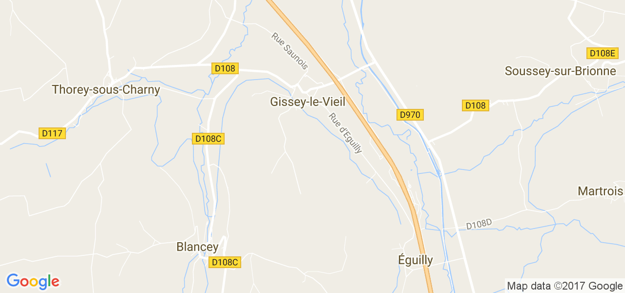 map de la ville de Gissey-le-Vieil