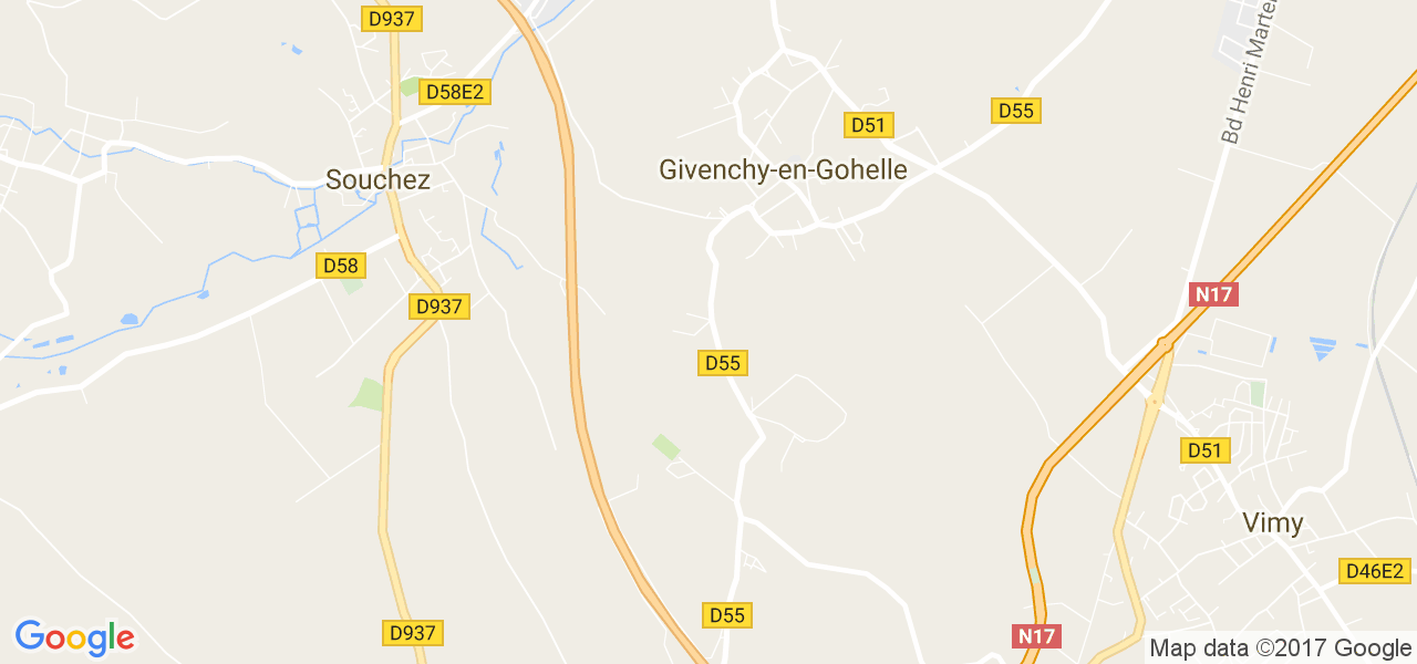 map de la ville de Givenchy-en-Gohelle