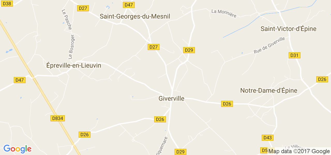 map de la ville de Giverville