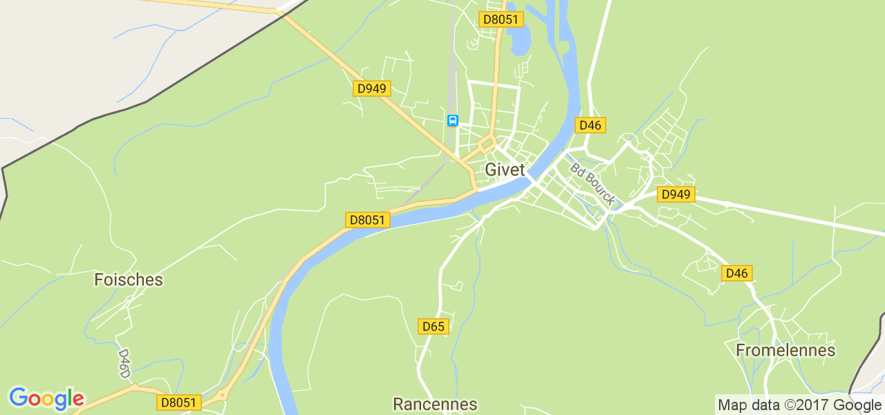 map de la ville de Givet