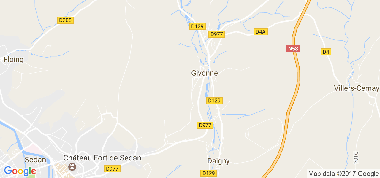 map de la ville de Givonne