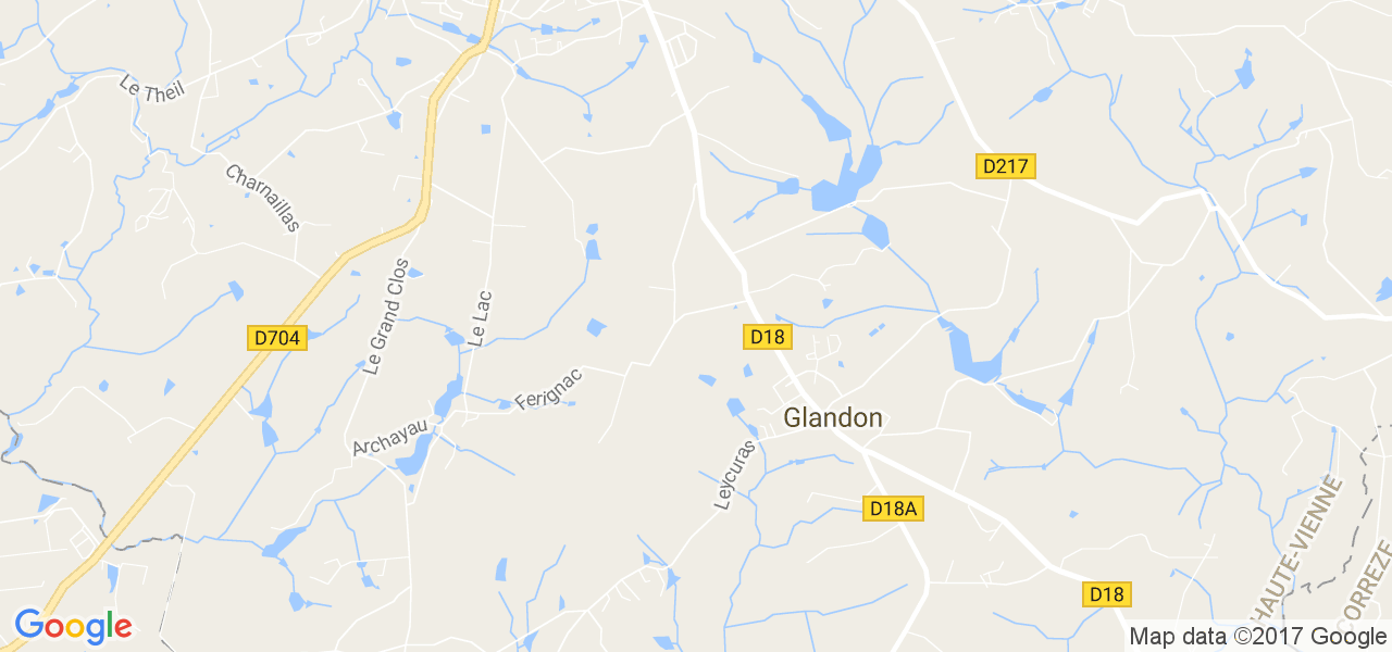 map de la ville de Glandon