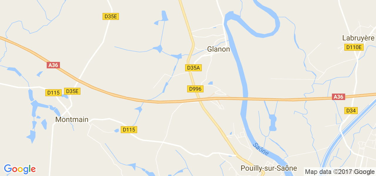 map de la ville de Glanon