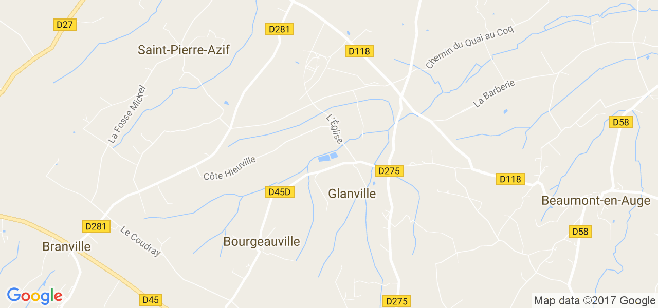 map de la ville de Glanville