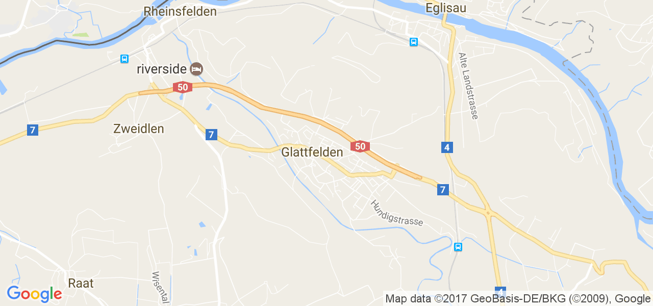 map de la ville de Glattfelden