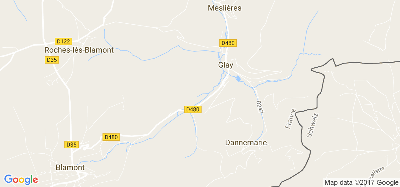 map de la ville de Glay