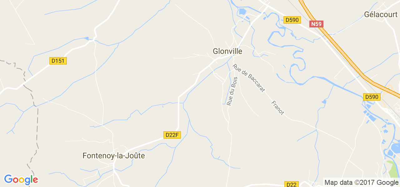 map de la ville de Glonville