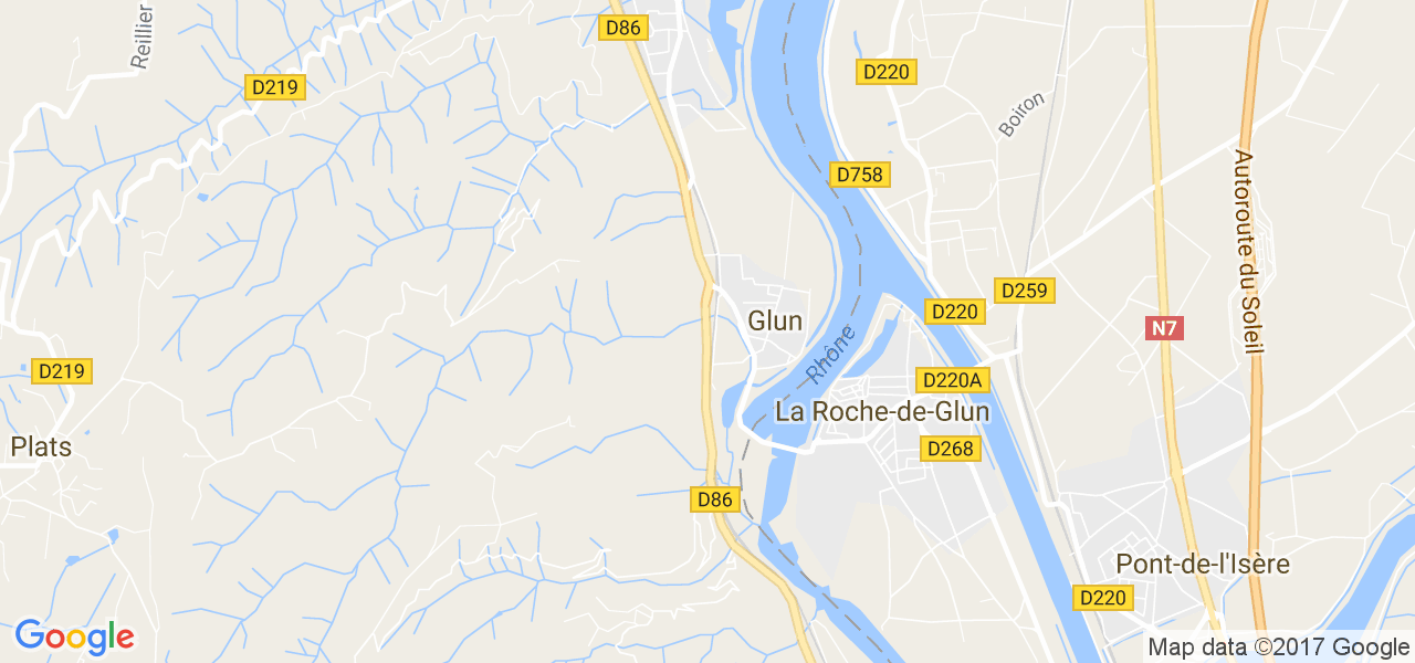 map de la ville de Glun