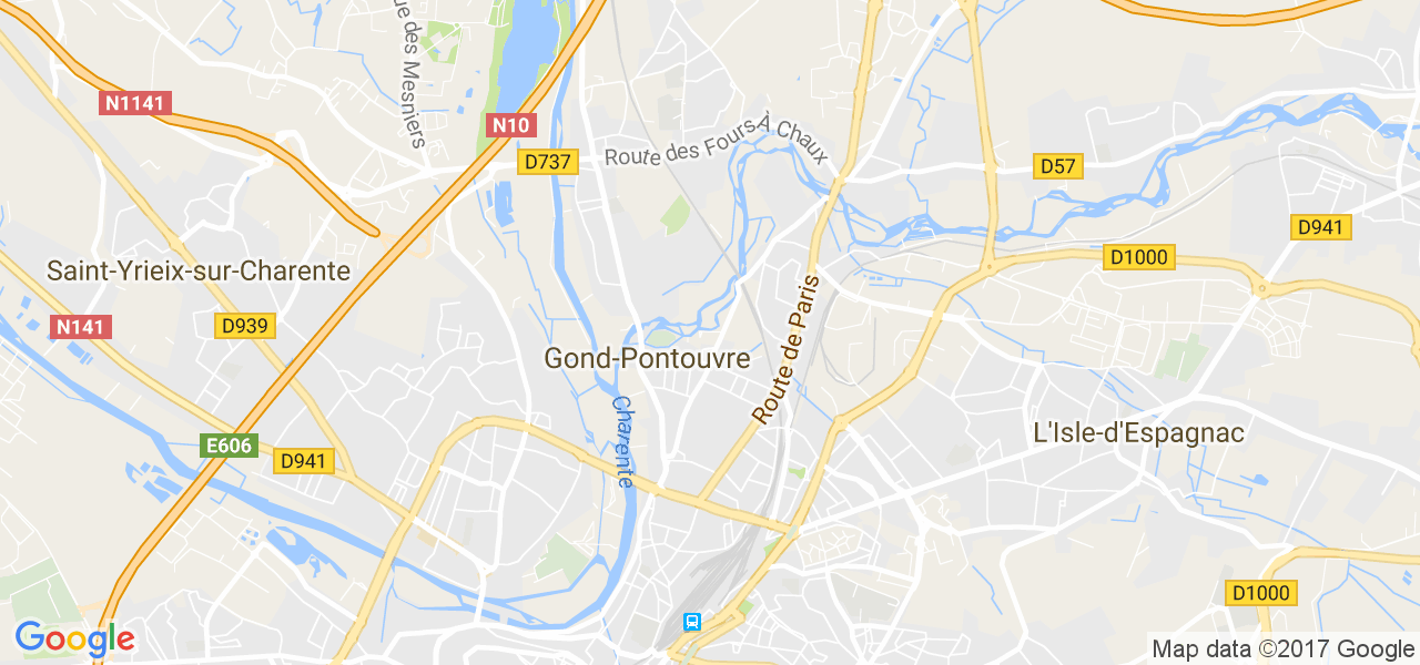 map de la ville de Gond-Pontouvre