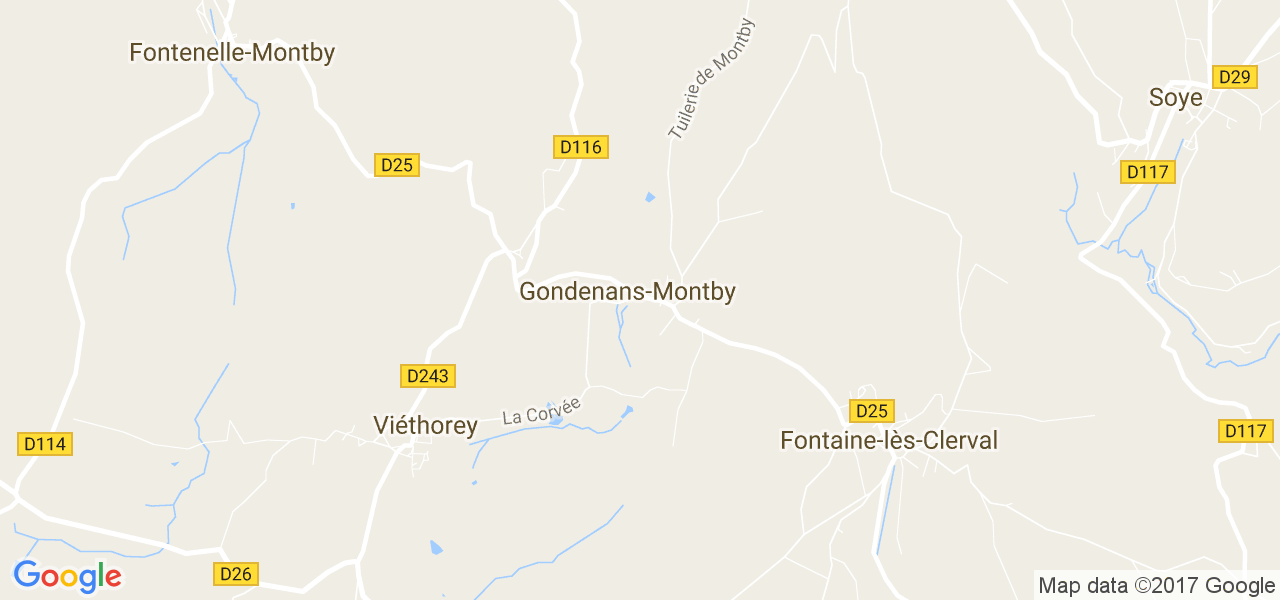 map de la ville de Gondenans-Montby