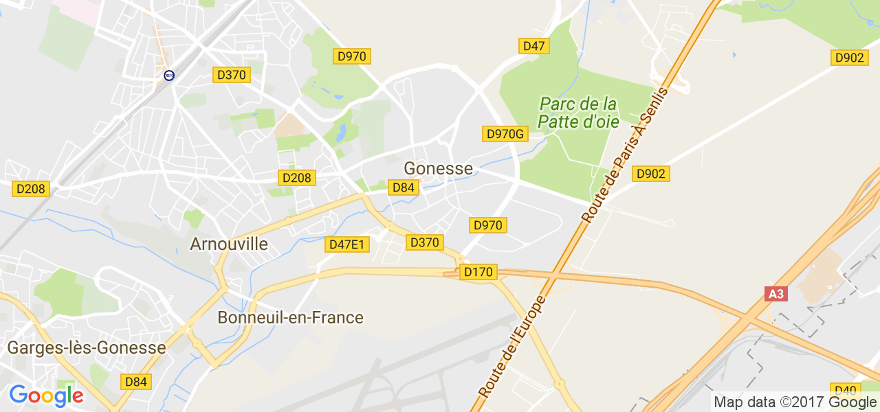 map de la ville de Gonesse