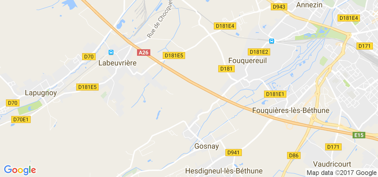 map de la ville de Gosnay