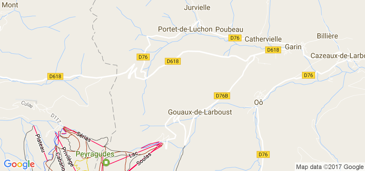 map de la ville de Gouaux-de-Larboust