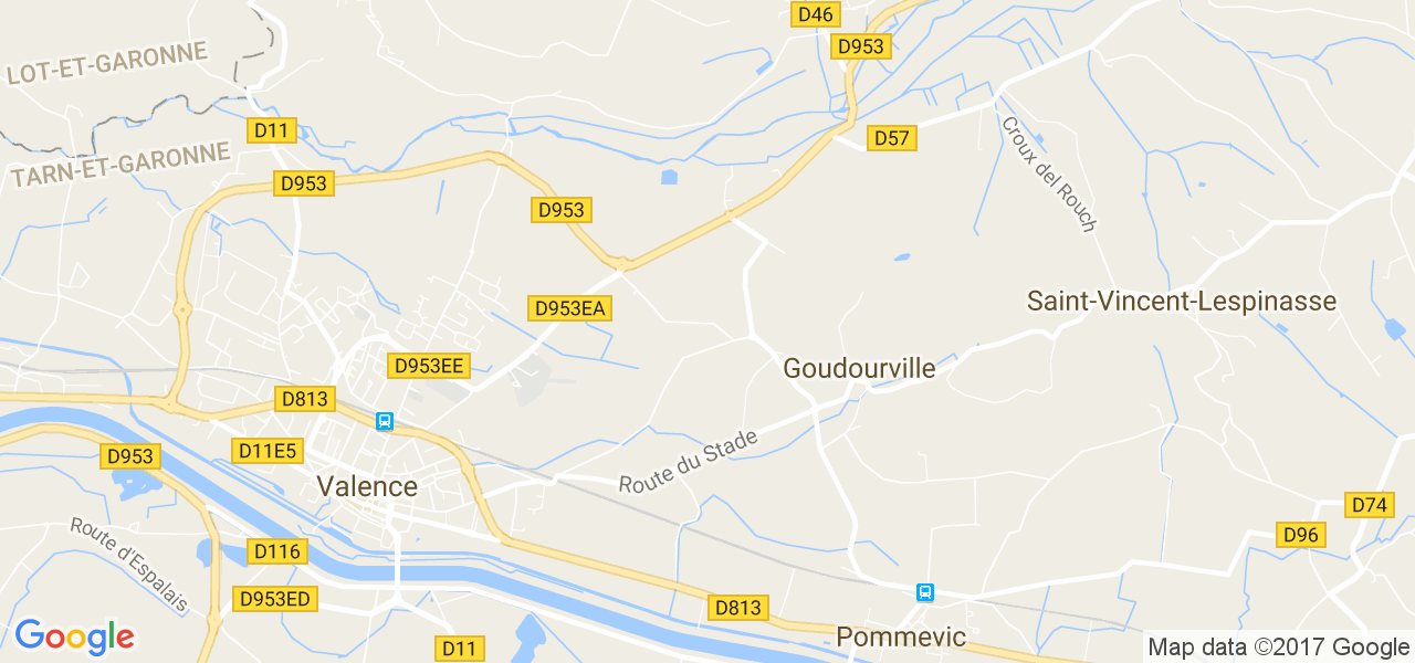 map de la ville de Goudourville