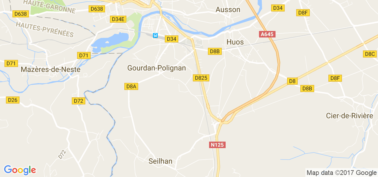 map de la ville de Gourdan-Polignan