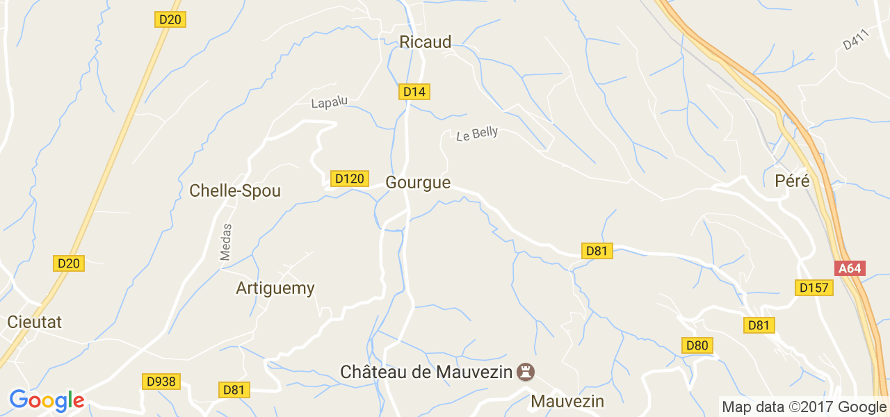 map de la ville de Gourgue