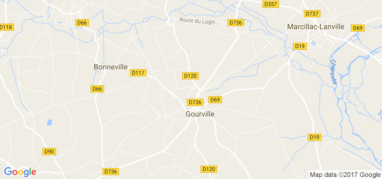 map de la ville de Gourville