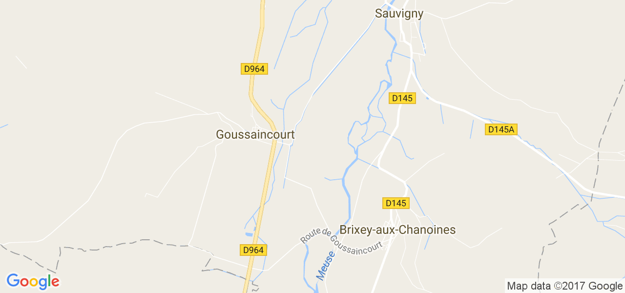 map de la ville de Goussaincourt
