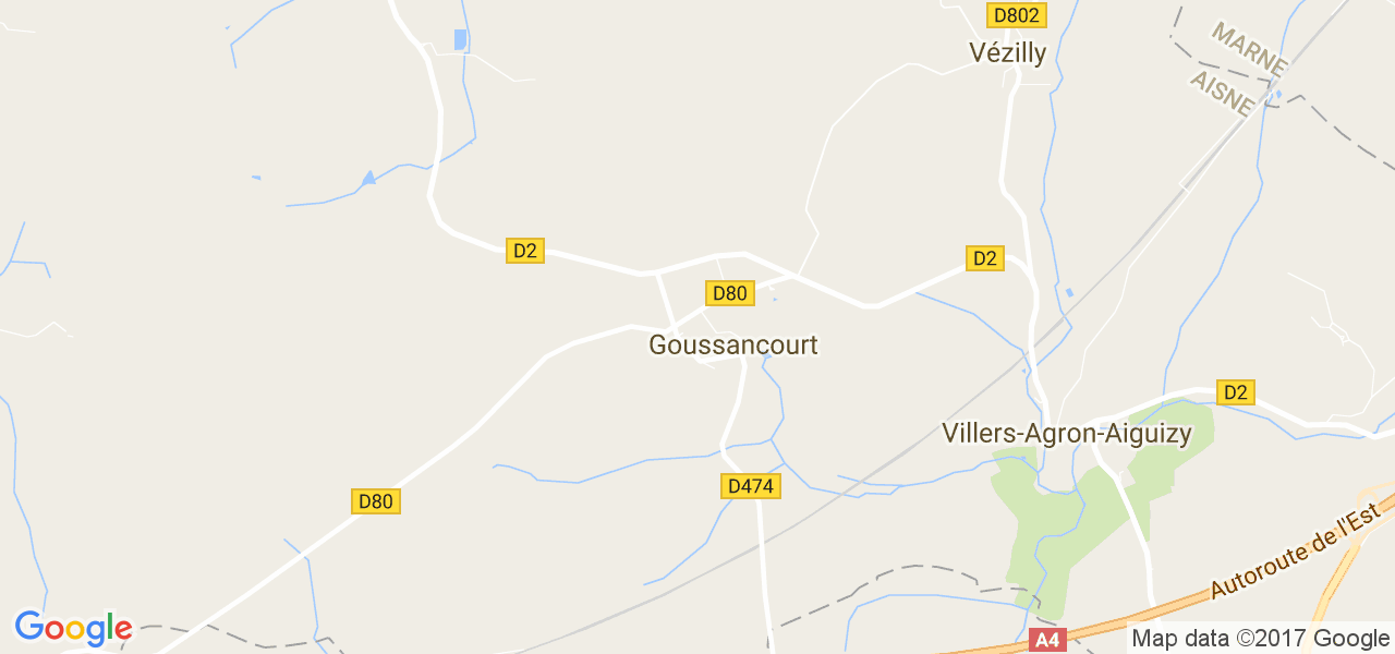 map de la ville de Goussancourt