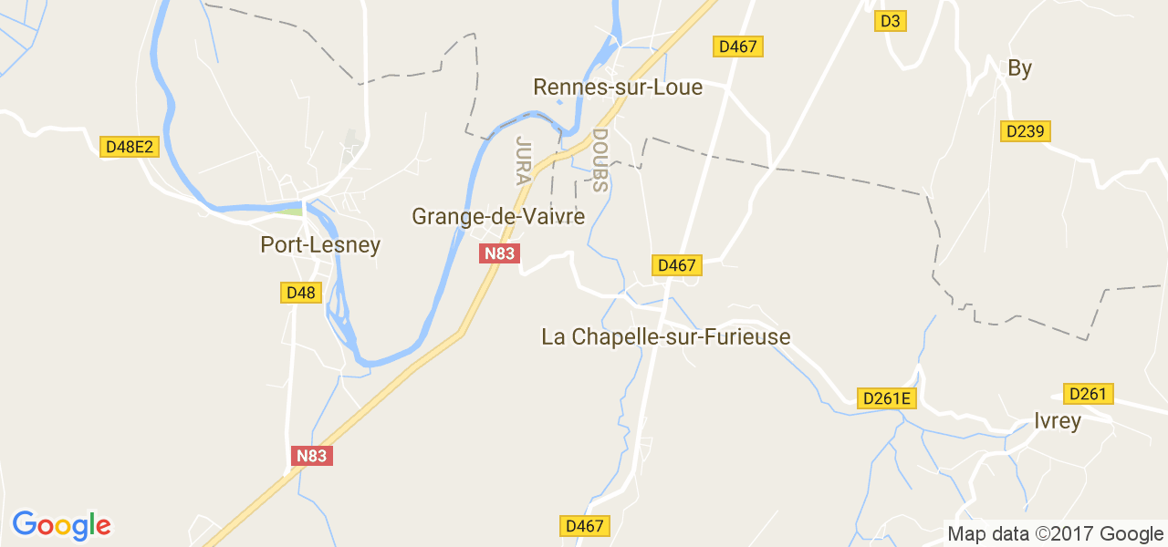 map de la ville de Grange-de-Vaivre