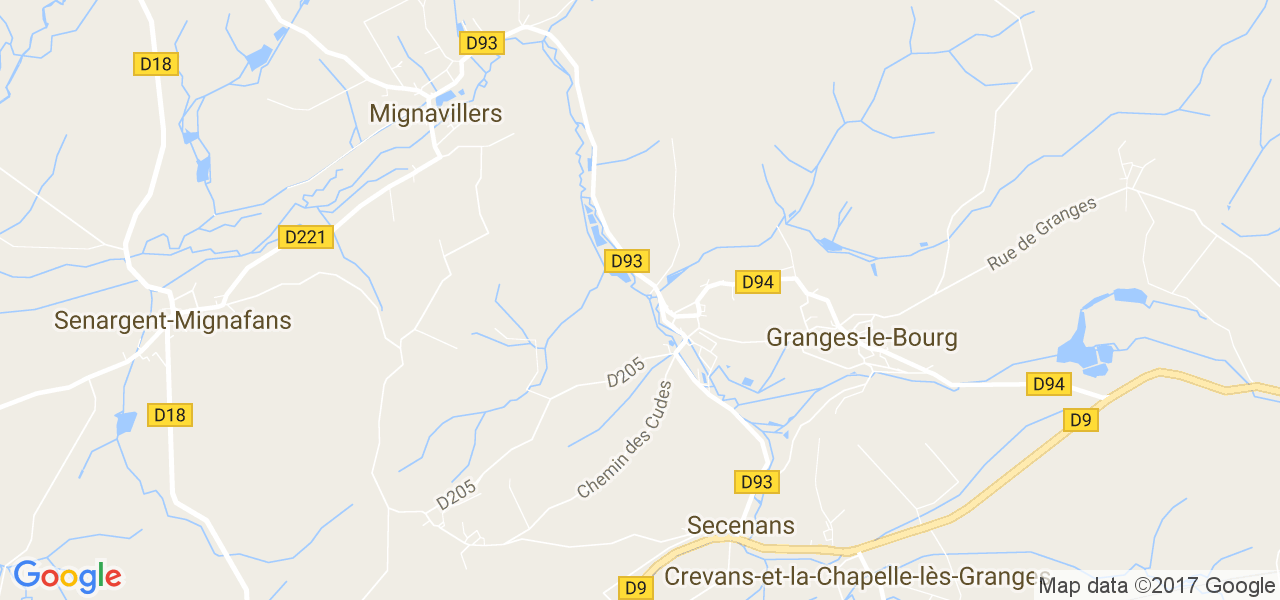 map de la ville de Granges-la-Ville