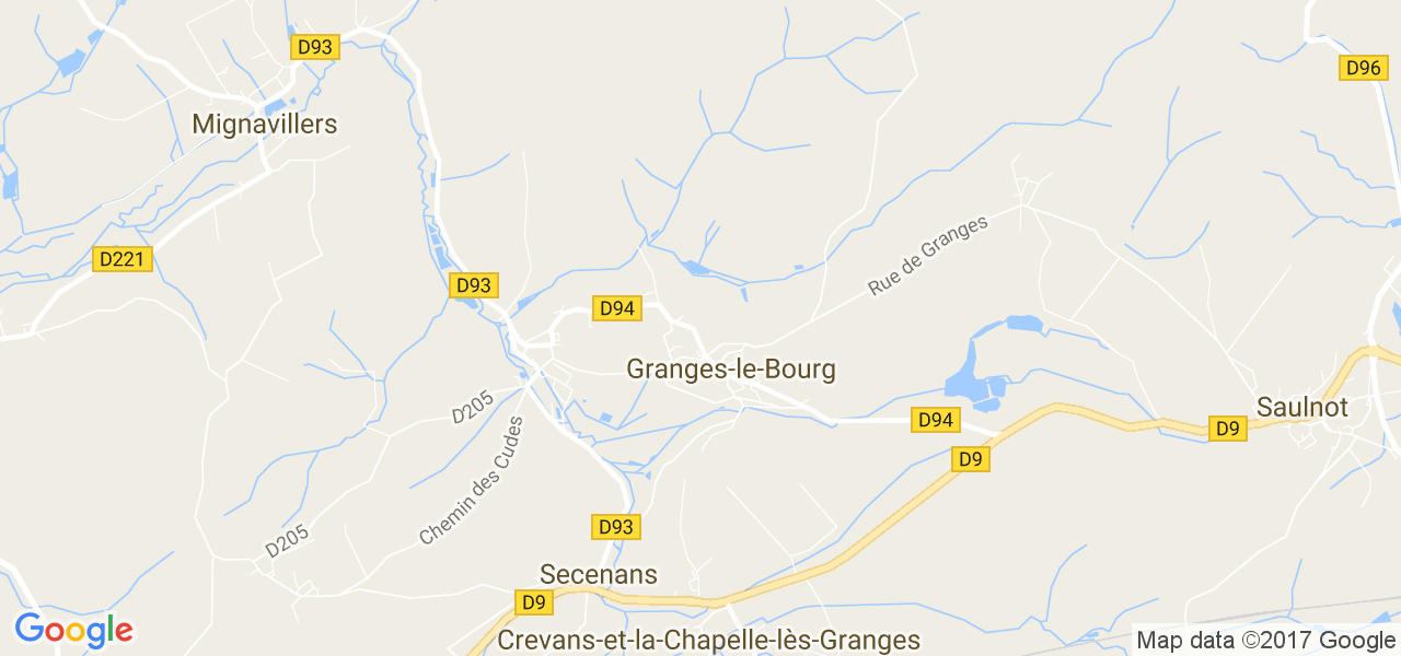 map de la ville de Granges-le-Bourg