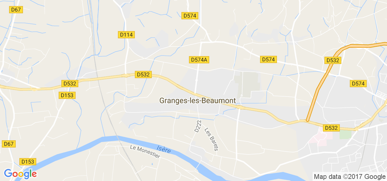 map de la ville de Granges-les-Beaumont