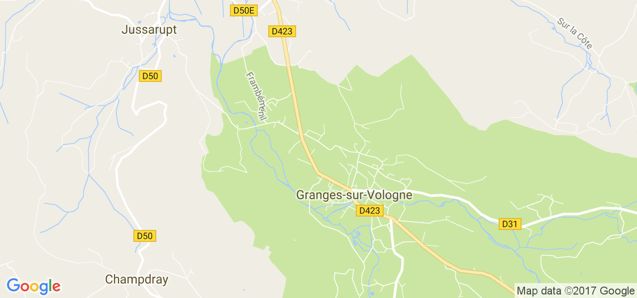 map de la ville de Granges-sur-Vologne