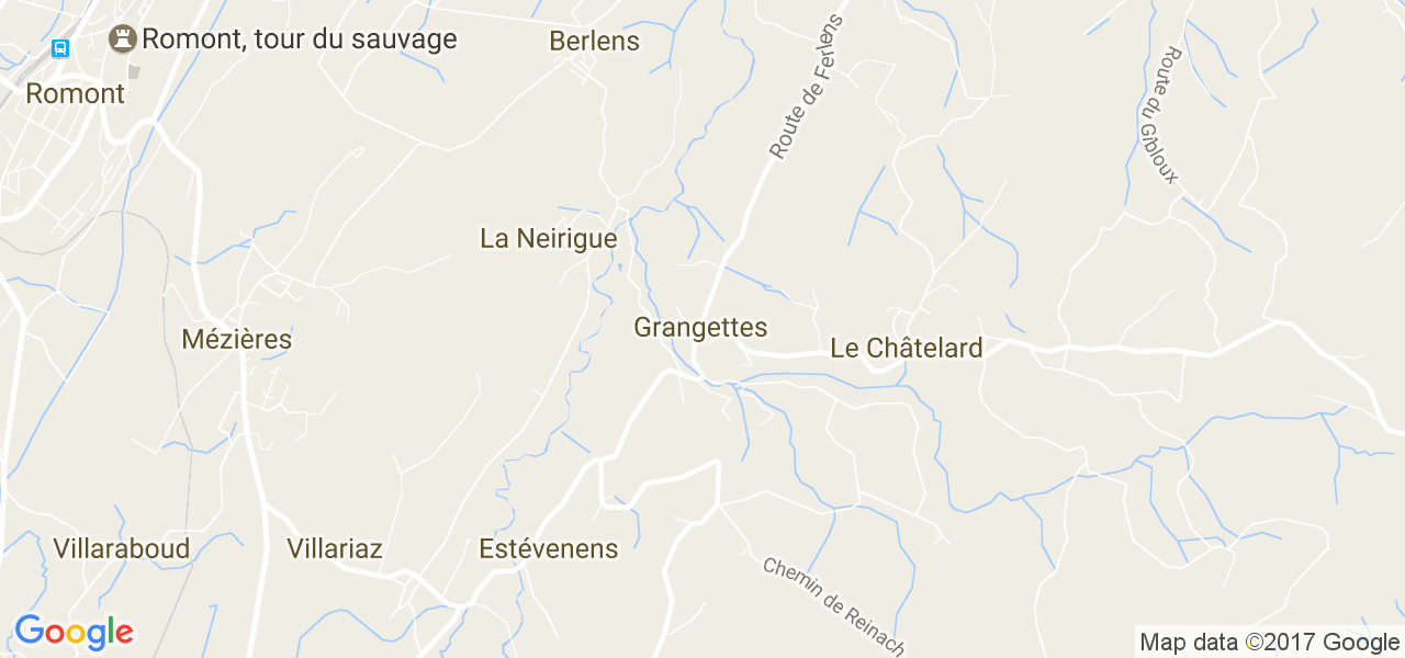 map de la ville de Grangettes