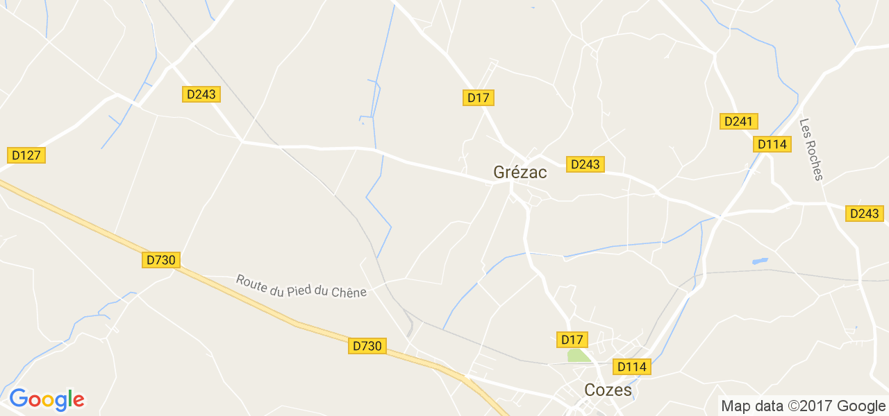 map de la ville de Grézac