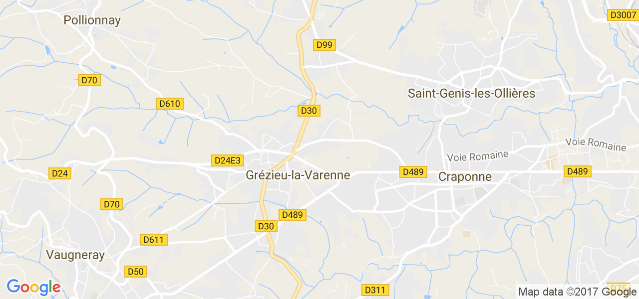 map de la ville de Grézieu-la-Varenne