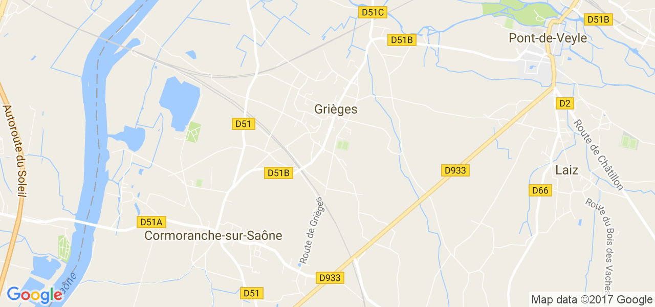 map de la ville de Grièges