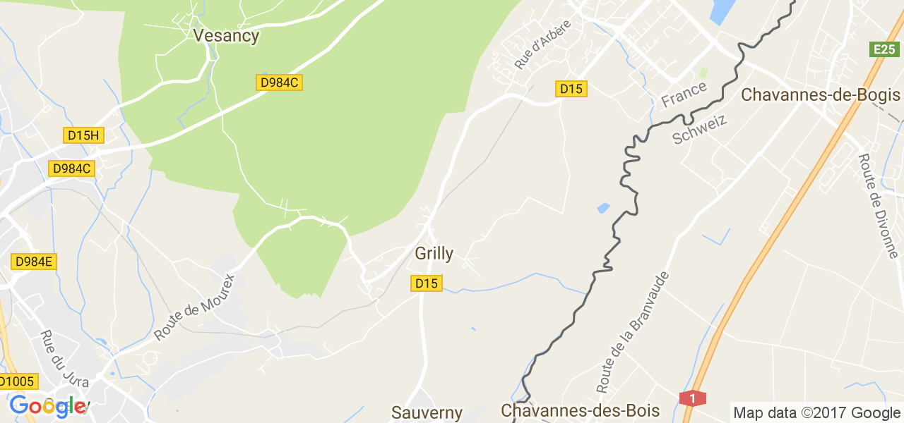 map de la ville de Grilly