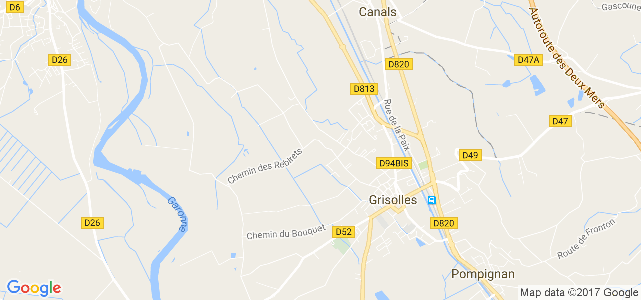 map de la ville de Grisolles