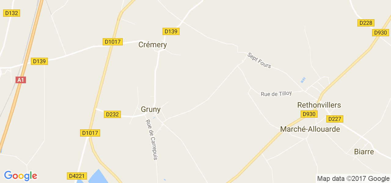 map de la ville de Gruny