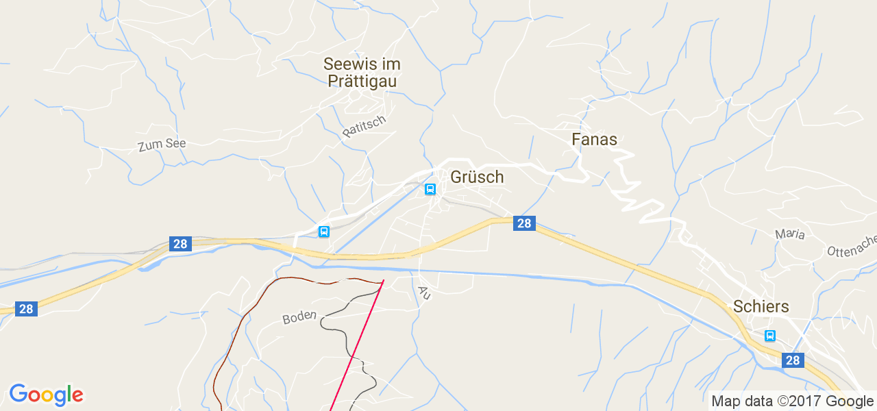 map de la ville de Grüsch