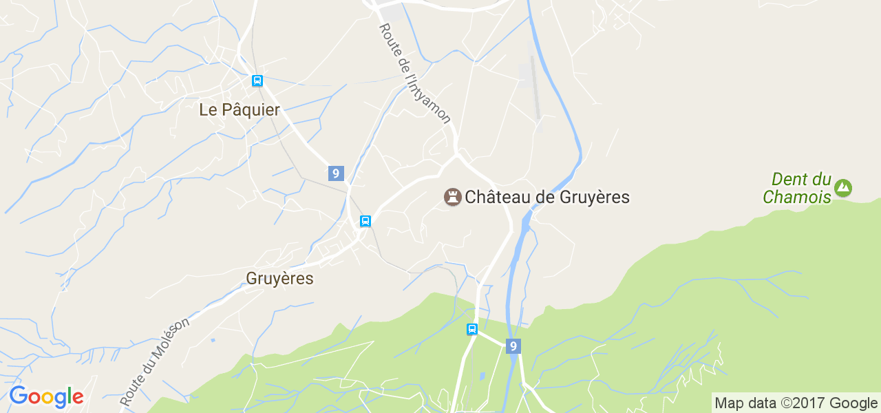 map de la ville de Gruyères