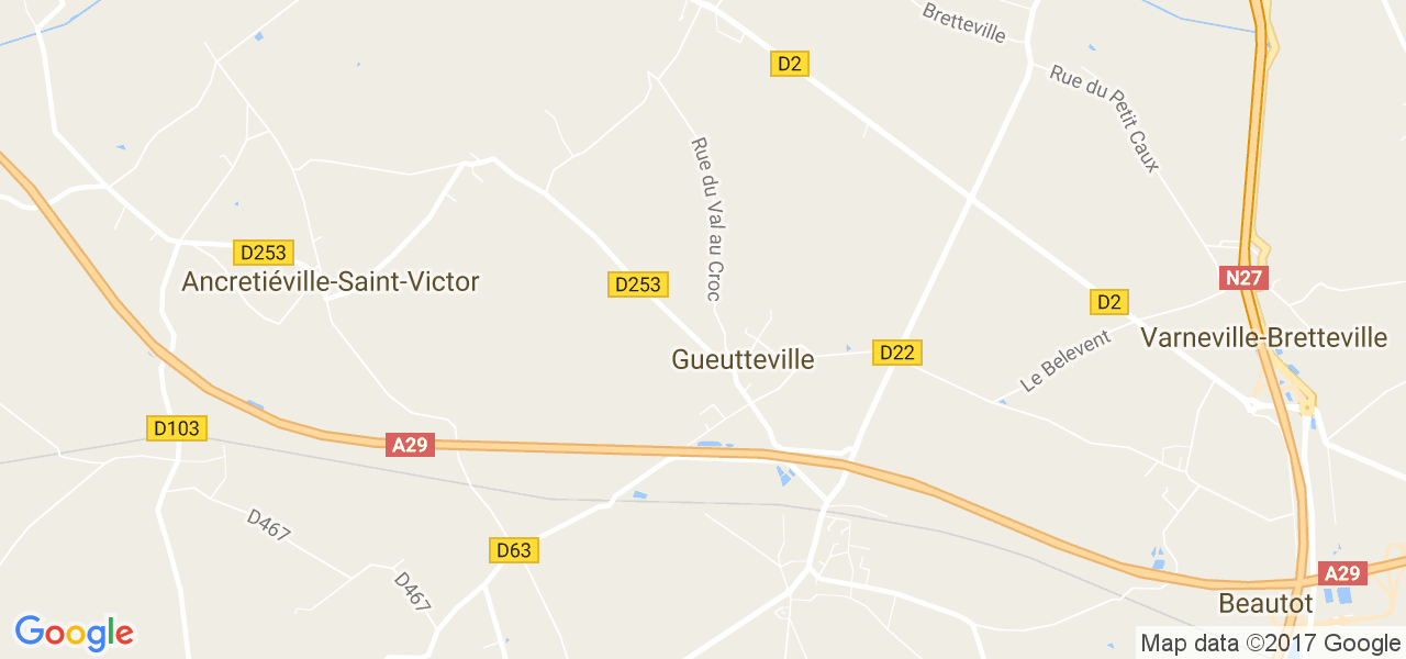 map de la ville de Gueutteville